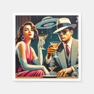Space Age Las Vegas Gangster Martini Party Napkin