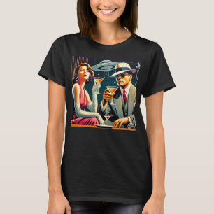 Space Age Las Vegas Gangster Martini Party T-Shirt
