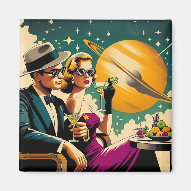 Space Age Las Vegas Martini Gangster Party Magnet (Front)