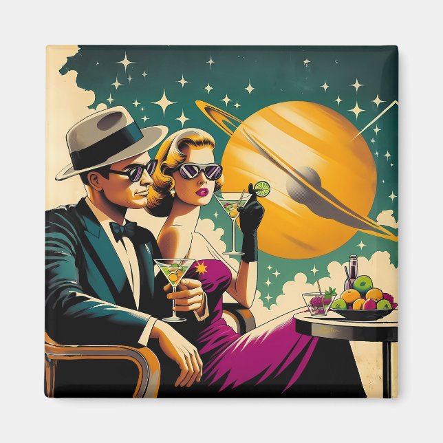 Space Age Las Vegas Martini Gangster Party Magnet (Front)
