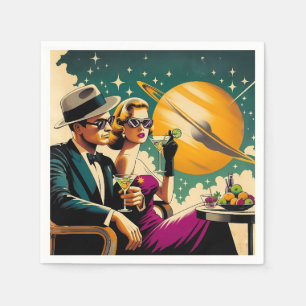 Space Age Las Vegas Martini Gangster Party Napkin