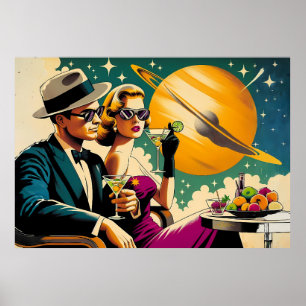 Space Age Las Vegas Martini Gangster Party Poster