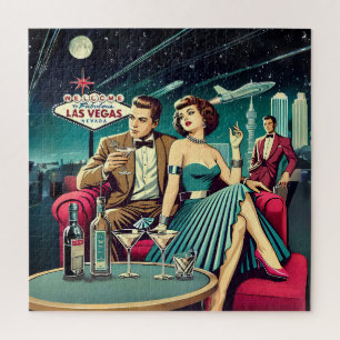 Space Age Las Vegas Martini Party Jigsaw Puzzle