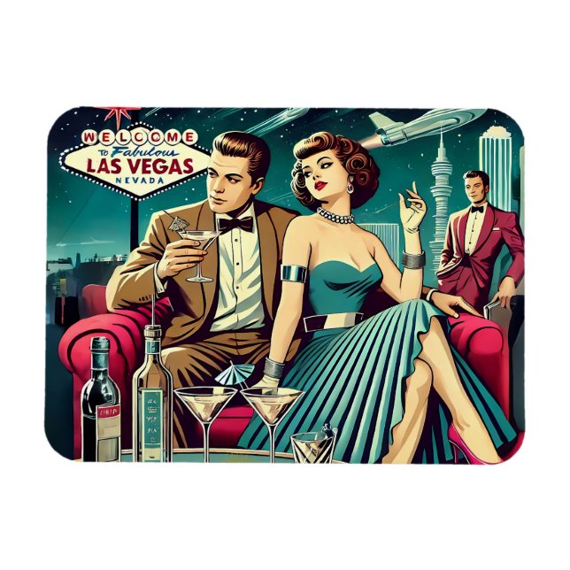 Space Age Las Vegas Martini Party Magnet (Horizontal)