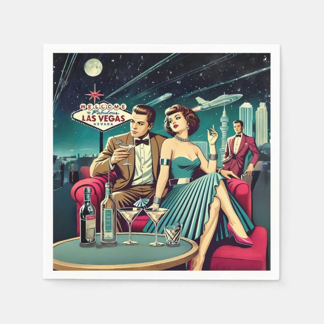 Space Age Las Vegas Martini Party Napkin (Front)