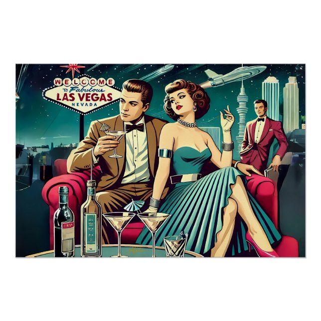 Space Age Las Vegas Martini Party Poster (Front)