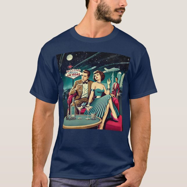 Space Age Las Vegas Martini Party T-Shirt (Front)