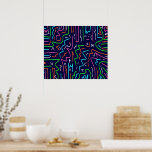 Space Age Maze Abstract Print<br><div class="desc">Bold contrasting digital abstract art.</div>