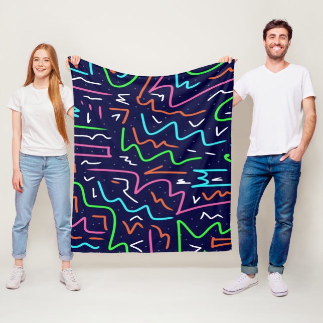 Space Age Maze Abstract Print Fleece Blanket (In Situ)