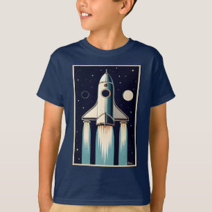 Space Age Retro 50s Rocket Ship T-Shirt