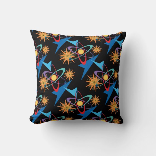 Space Age Retro Multicolored Pattern Cushion (Front)