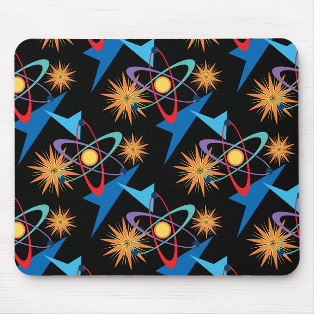Space Age Retro Multicolored Pattern Mouse Pad (Front)