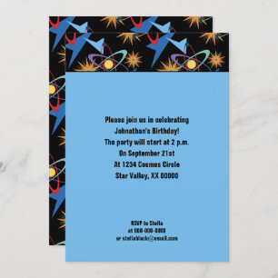 Space Age Retro Multicolored Pattern Party Invitation