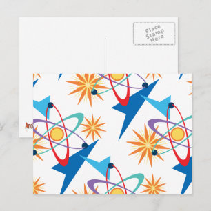 Space Age Retro Multicolored Pattern Postcard