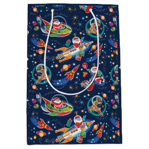 Space Age Santa Christmas Gift Bag