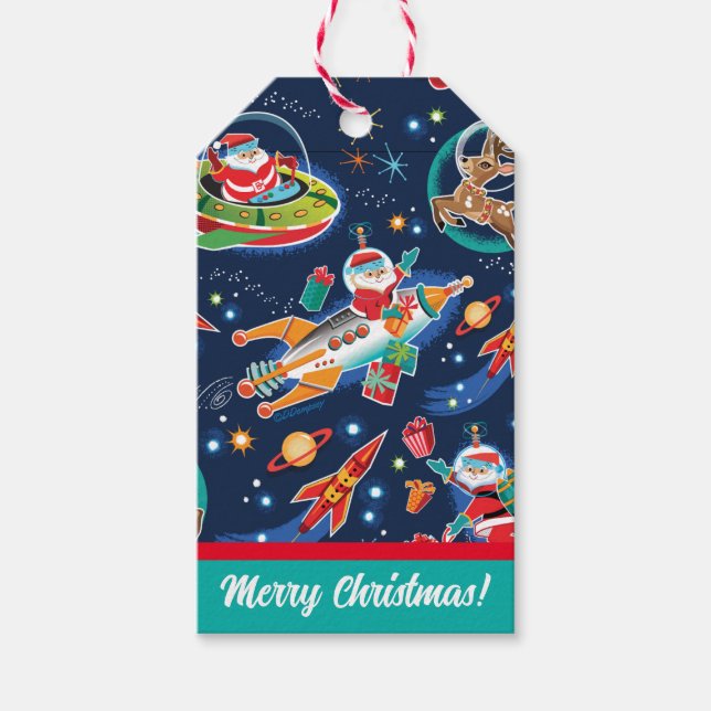 Space Age Santa Christmas  Gift Tags (Front)