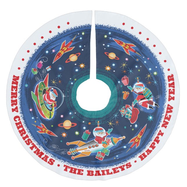 Space Age Santa Customisable - Brushed Polyester Tree Skirt (Front)