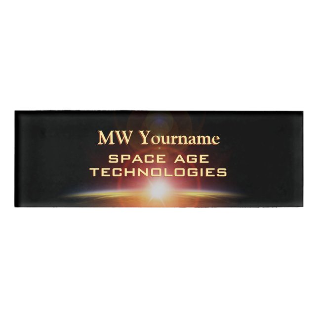 Space age technologies, solar flare name tag (Front)