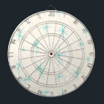 Space Age Turquoise Starbursts Dart Board<br><div class="desc">This Space Age Turquoise Starbursts Dart Board pattern features blue starbursts on a creamy background with gold coloured speckles. Inspired by a classic mid century modern dish pattern, this design has an authentic vintage flair. The retro kitschy goodness will make you feel like you’ve stumbled across a flea market treasure....</div>