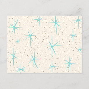 Space Age Turquoise Starbursts Postcard