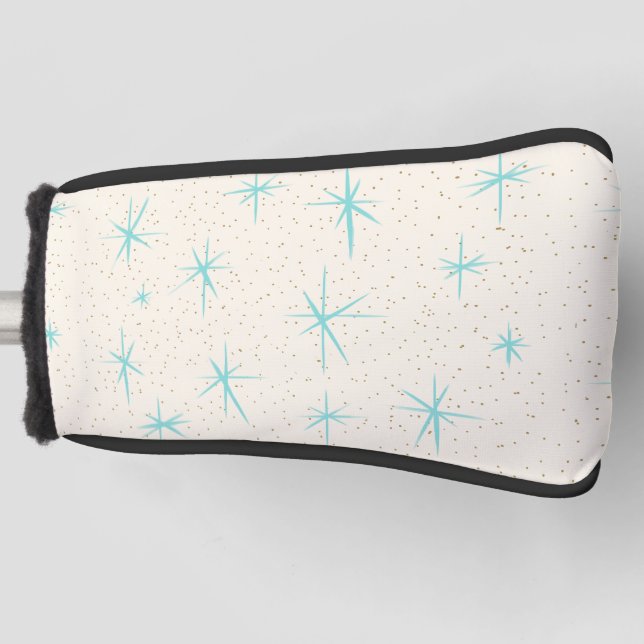 Space Age Turquoise Starbursts Putter Cover (Front)