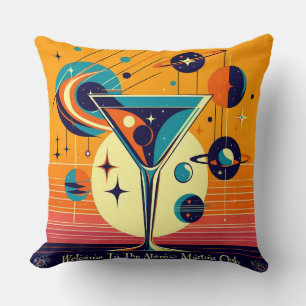 Space Age Welcome To The Atomic Martini Club Cushion