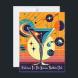 Space Age Welcome To The Atomic Martini Club Postcard<br><div class="desc">Welcome to my Mid Century Fantasy World! Designs in this store are born of growing up in a Mid Century home complete with Martini loving parents.  Break out the cocktails.  Merging fact with fantasy within Mid Century Modern,  Jazz,  Retro Futuristic,  Atomic and Space Age Designs.</div>