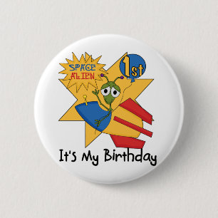 Space Alien 1st Birthday Tshirts and Gifts 6 Cm Round Badge
