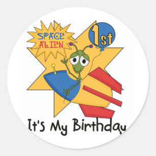 Space Alien 1st Birthday Tshirts and Gifts Classic Round Sticker
