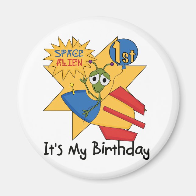 Space Alien 1st Birthday Tshirts and Gifts Magnet (Front)
