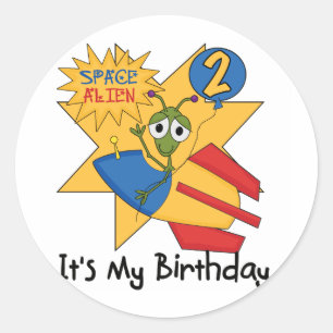 Space Alien 2nd Birthday T-shirts and Gifts Classic Round Sticker