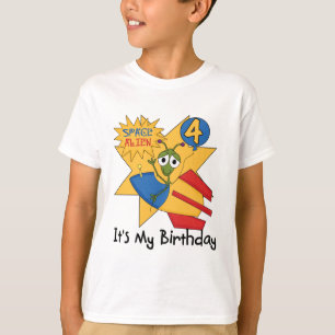 Space Alien 4th Birthday T-shirts and Gifts