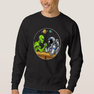 Space Alien Astronaut Arm Wrestling Science Fictio Sweatshirt