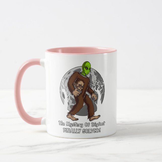 Space Alien Bigfoot Conspiracy Mystery Solved UFO Mug (Left)