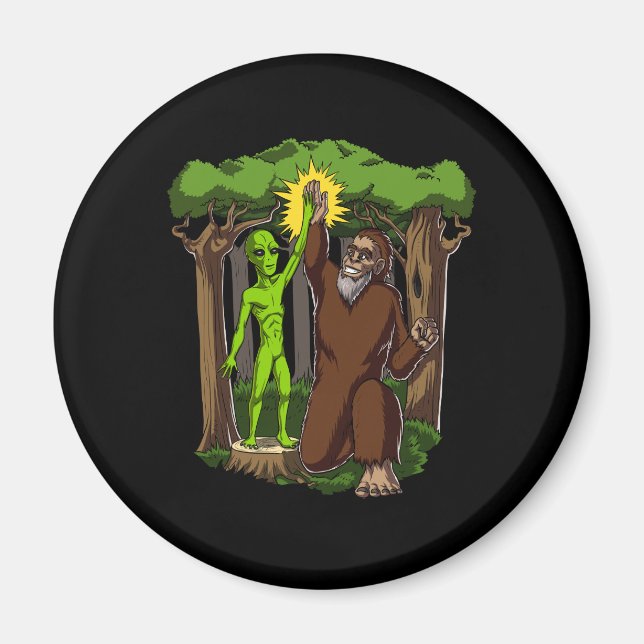 Space Alien Bigfoot Mystery Conspiracy Theory Magnet (Front)