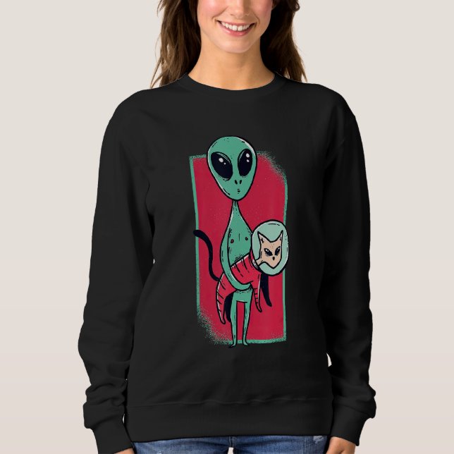 Space Alien Cute Cat  For Cat  Girls Boys Sweatshirt (Front)