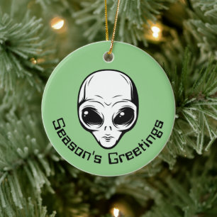 Space Alien Extraterrestrial Being Ceramic Tree Decoration