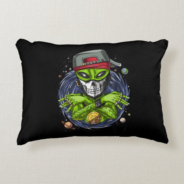Space Alien Gangstа UFO Extraterrestrials Rapper Decorative Cushion (Front)