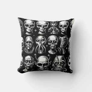 Space Alien Heads Extraterrestrial Sci Fi Cushion