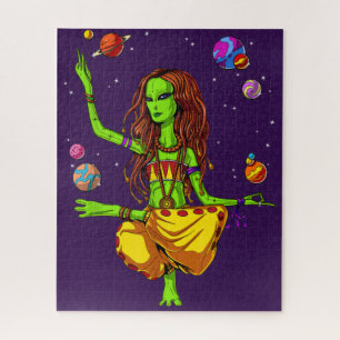 Space Alien Hippie Yoga Zen Meditation Psychedelic Jigsaw Puzzle
