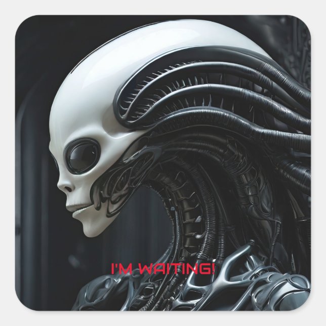Space Alien Profile Square Sticker (Front)