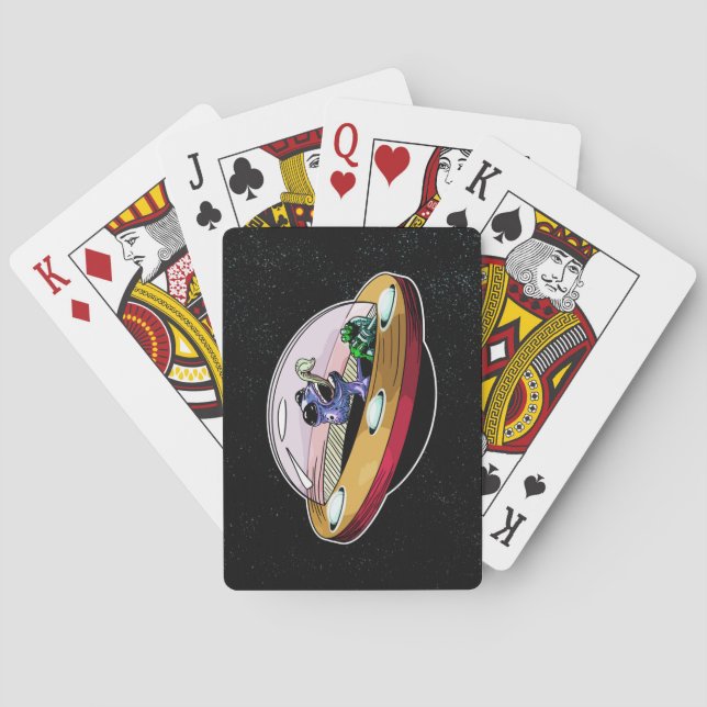 Space Alien Stealing the Moon Playing Cards (Back)