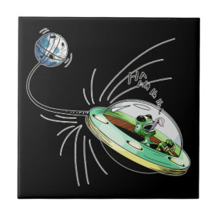 Space Alien Stealing the Moon Tile