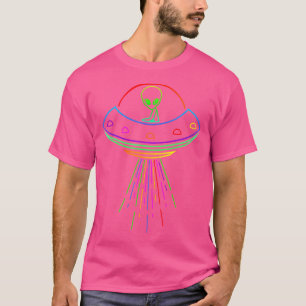 Space Alien Ufo Neon Lights Rave Alien Lovers Mm T-Shirt