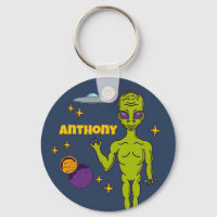 Space Alien with Flying Saucer Personalised