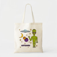 Space Alien with Flying Saucer Personalised