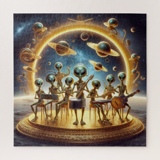Space Aliens 8 Man Band, Musical Instruments 01  Jigsaw Puzzle (Vertical)