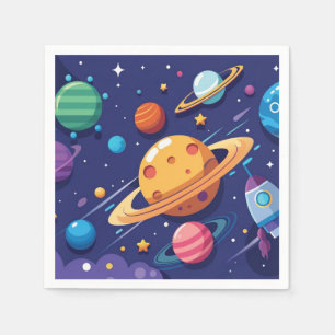 Space and planet theme napkin