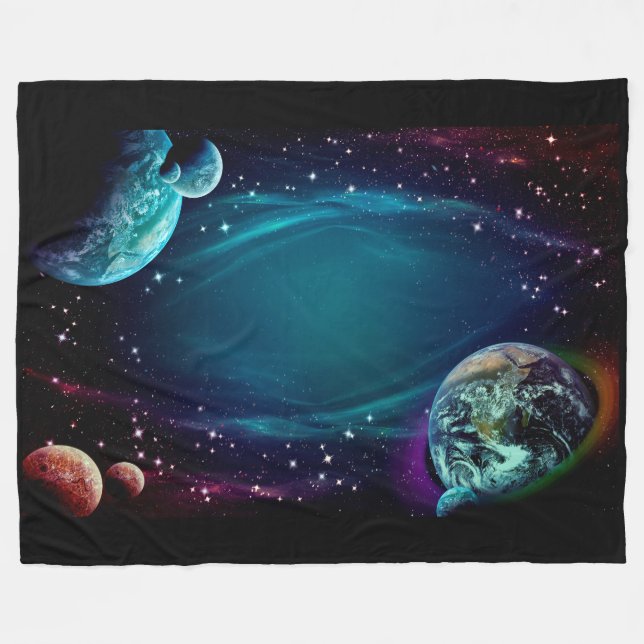 Space and Planets Fleece Blanket (Front (Horizontal))