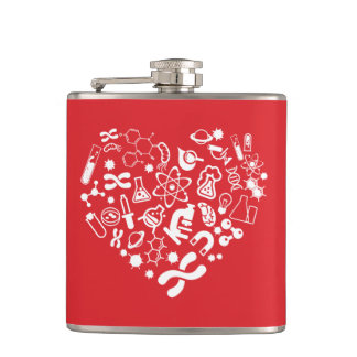 Space And Science Heart Hip Flask